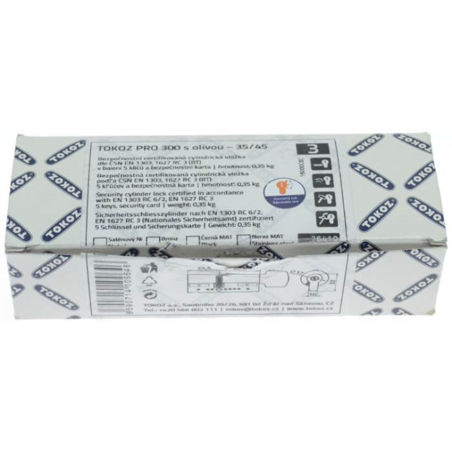 Цилиндр Tokoz Pro 300 100 (70x30T) матовый никель ключ-тумблер Цилиндр Tokoz Pro 300 100 (70x30T) матовый никель ключ-тумблер