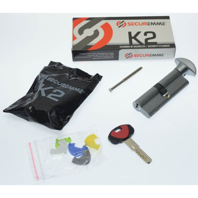 Циліндр замковий Securemme K-2 3200PCS45451X5 (45x45T) ключ тумблер матовий хром Циліндр замковий Securemme K-2 3200PCS45451X5 (45x45T) ключ тумблер матовий хром