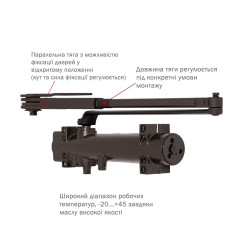 Доводчик дверной Ryobi DS-4550P Темно-бронзовый Доводчик дверной Ryobi DS-4550P Темно-бронзовый