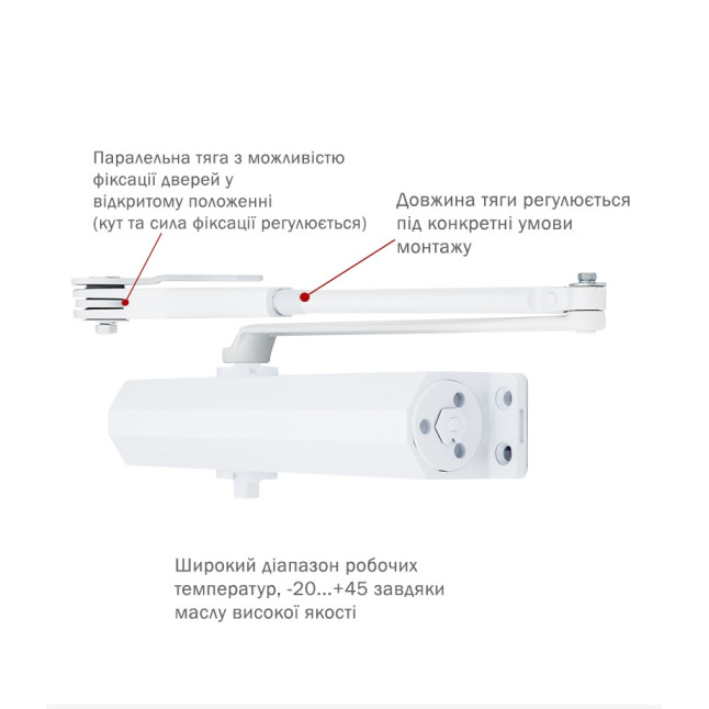 Доводчик дверний Ryobi DS-3550P Білий Доводчик дверний Ryobi DS-3550P Білий