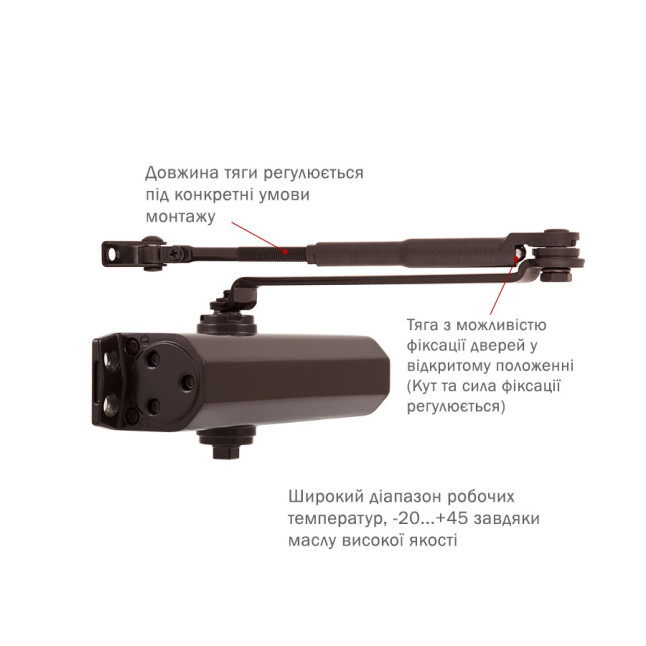 Доводчик дверний Ryobi DS-1554 Темно-бронзовий Доводчик дверний Ryobi DS-1554 Темно-бронзовий