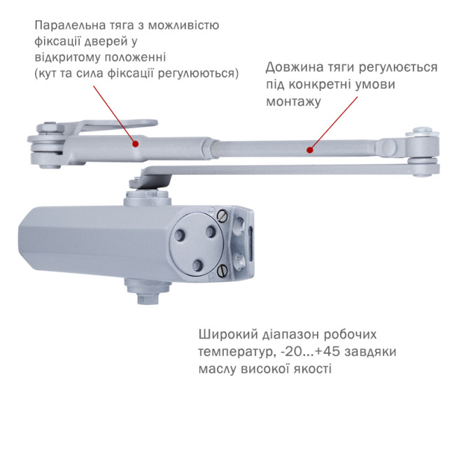 Доводчик дверной Ryobi DS-1554P PRL HO ARM SILVER серебристый Доводчик дверной Ryobi DS-1554P PRL HO ARM SILVER серебристый