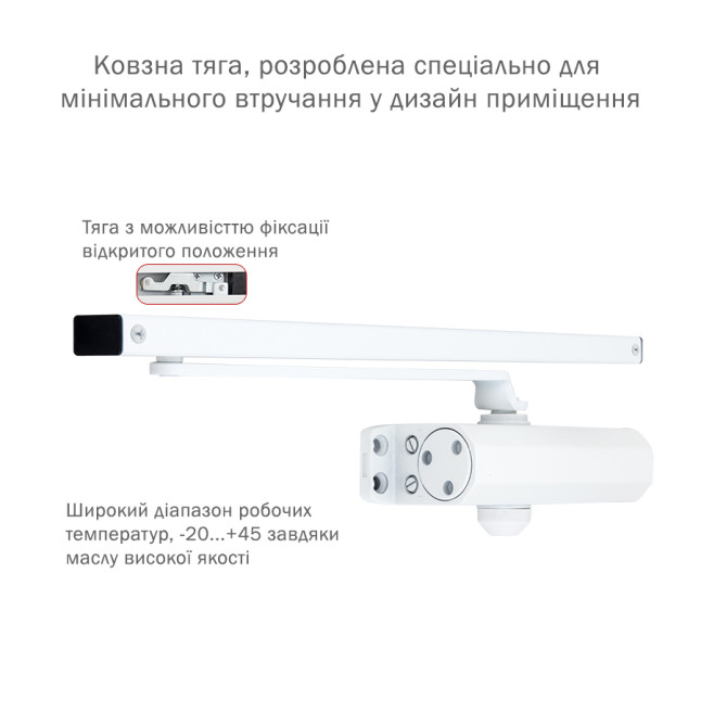 Доводчик дверной Ryobi S-8850T Белый глянец