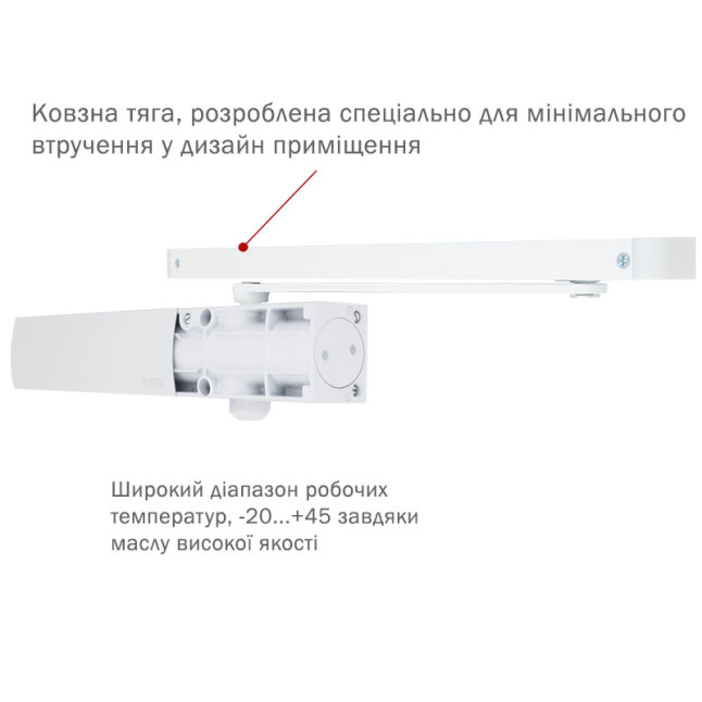 Доводчик дверной Ryobi D-1200T BC SLD HO ARM WHITE белый Доводчик дверной Ryobi D-1200T BC SLD HO ARM WHITE белый