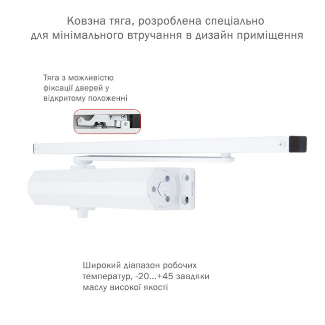 Доводчик дверний Ryobi DS-3550T Білий Доводчик дверний Ryobi DS-3550T Білий