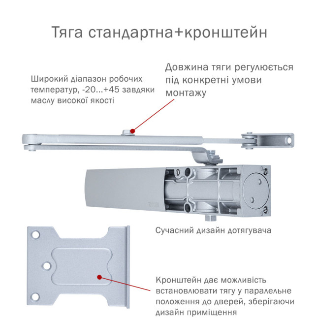 Доводчик дверний Ryobi D-1200P (U) BC Сріблястий Доводчик дверний Ryobi D-1200P (U) BC Сріблястий