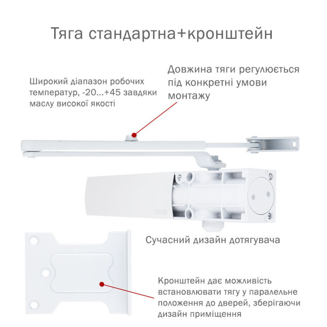 Доводчик дверной Ryobi D-1200P(U) BC Белый