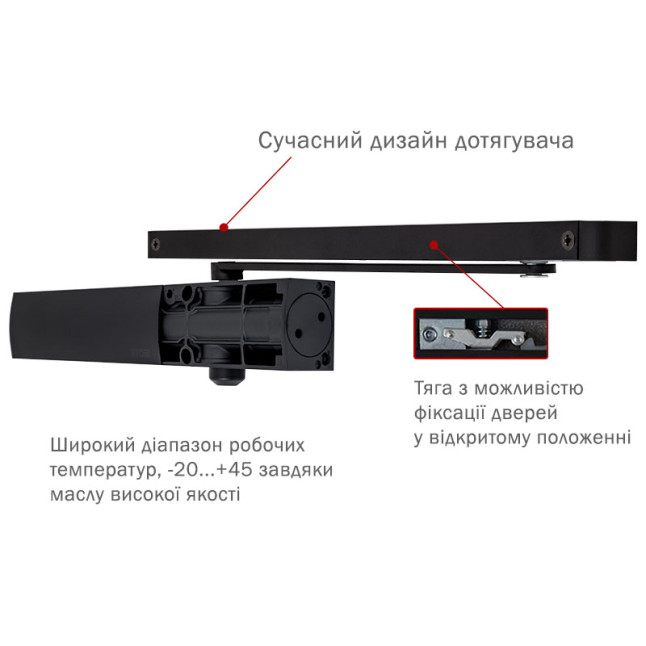 Доводчик дверний Ryobi D-1200T Чорний Доводчик дверний Ryobi D-1200T Чорний