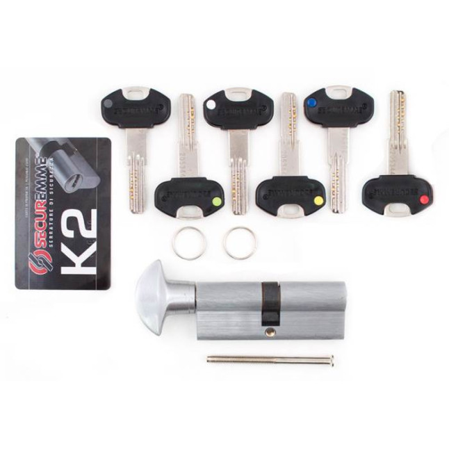 Цилиндр замочный Securemme K-2 3200PCS40401X5 (40x40T) матовый хром