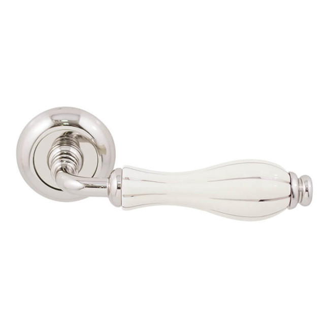 Ручка дверная Fimet Lady 148-231C никель/слоновая кость серебряная полоска Ручка дверная Fimet Lady 148-231C никель/слоновая кость серебряная полоска