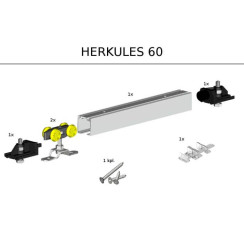 Раздвижная система в сборе для раздвижных дверей Valcomp Herkules 60 профиль 3000 мм Раздвижная система в сборе для раздвижных дверей Valcomp Herkules 60 профиль 3000 мм