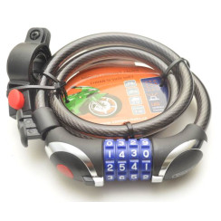 Велосипедный тросовый кодовый замок Tokoz LED подсветка