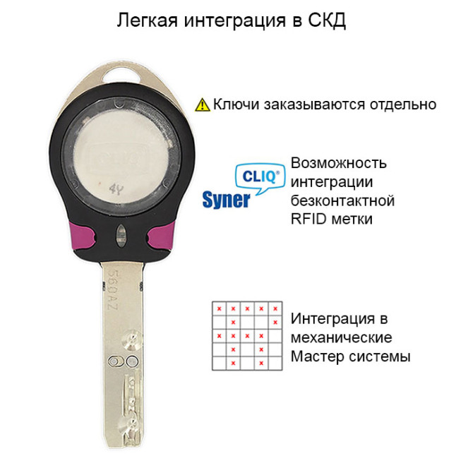Замок врізний Mul-t-lock Cliq Hercular Dead bolt Interactive + (ключ-тумблер) хром-нікель (металеві двері)