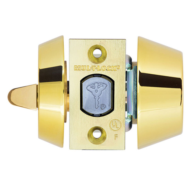 Замок врізний Mul-t-lock Cliq Hercular Dead bolt MT5 + (ключ-тумблер) полірована латунь