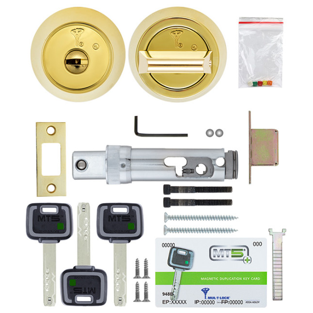 Замок врізний Mul-t-lock Dead Bolt Hercular MT5 + (ключ-тумблер) полірована латунь