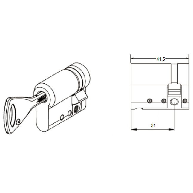 Цилиндр Abloy Protec 2 41.5 (10,5x31) MCR матовый xром CY321 ключ - половинка Цилиндр Abloy Protec 2 41.5 (10,5x31) MCR матовый xром CY321 ключ - половинка