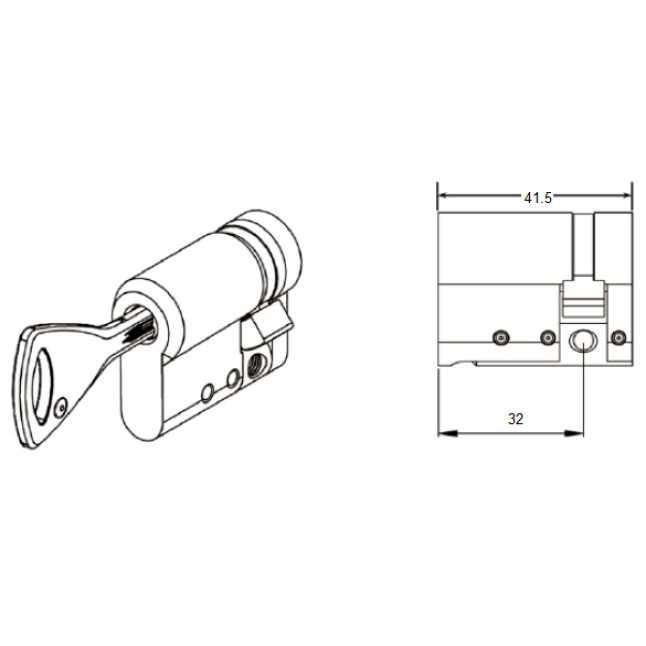 Цилиндр Abloy Protec 2 42.5 (10,5x32) MCR матовый xром CY321 ключ - половинка Цилиндр Abloy Protec 2 42.5 (10,5x32) MCR матовый xром CY321 ключ - половинка