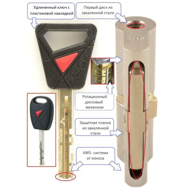 Циліндр Abloy Novel 109 (52,5x56,5T) Kila латунь CY 323U ключ-тумблер