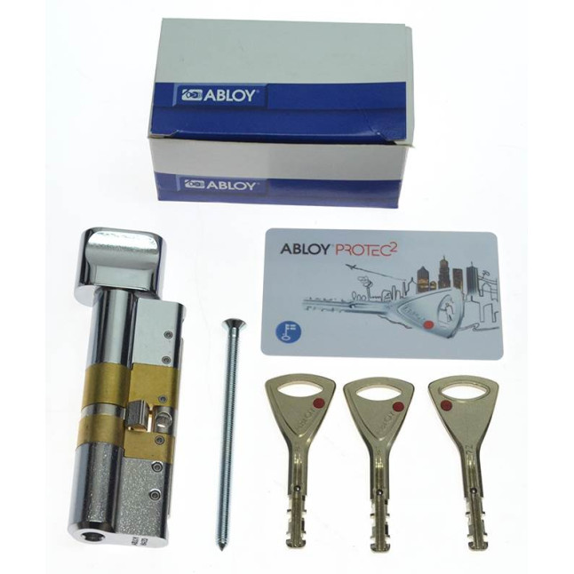 Цилиндр Abloy Protec 2 Hard 88 (47Hx41T) CR хром CY 333 ключ-тумблер