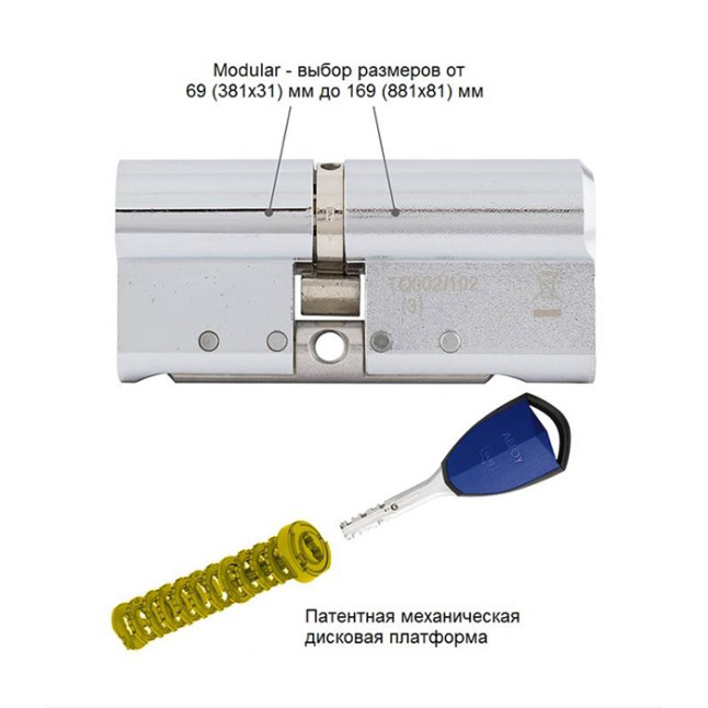 Цилиндр Abloy Protec 2 Hard + Cliq 69 (38Hx31) CY332 CR хром ключ-ключ Цилиндр Abloy Protec 2 Hard + Cliq 69 (38Hx31) CY332 CR хром ключ-ключ