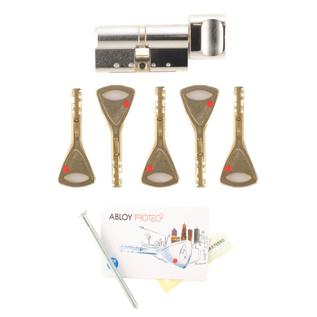 Цилиндр Abloy Protec 2 Hard 93 (42Hx51T) CR хром CY 333 5KEY ключ-тумблер