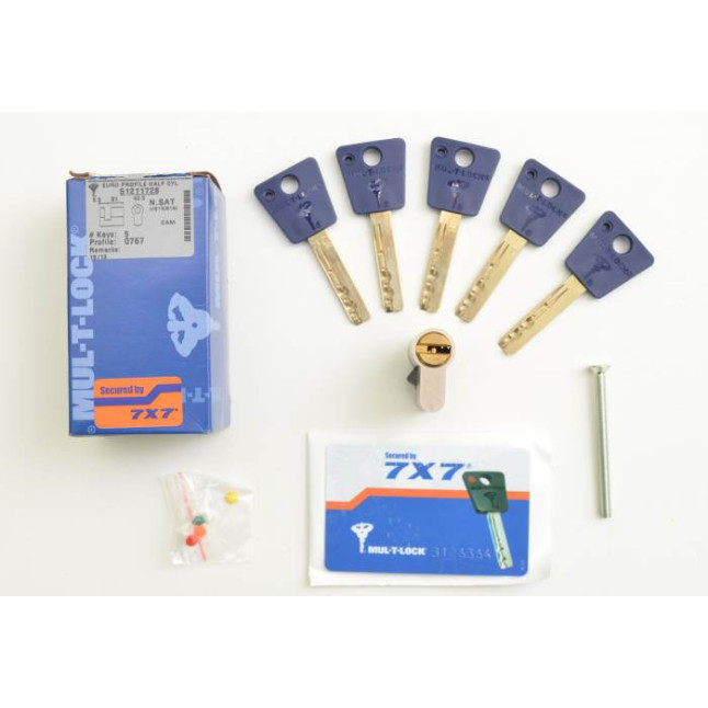 Цилиндр Mul-t-lock 7x7 42.5 (33x9.5) ключ - половинка NST никель сатин Цилиндр Mul-t-lock 7x7 42.5 (33x9.5) ключ - половинка NST никель сатин