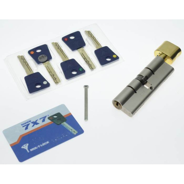 Цилиндр Mul-t-lock 7x7 95 (50x45T) ключ-тумблер EB латунь