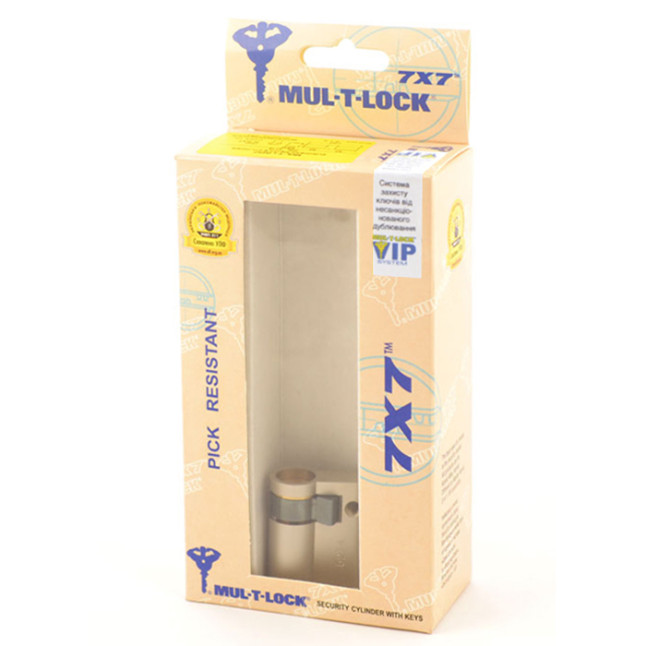 Цилиндр Mul-t-lock 7x7 42.5(33x9.5) ключ - половинка VIP NST никель сатин Цилиндр Mul-t-lock 7x7 42.5(33x9.5) ключ - половинка VIP NST никель сатин