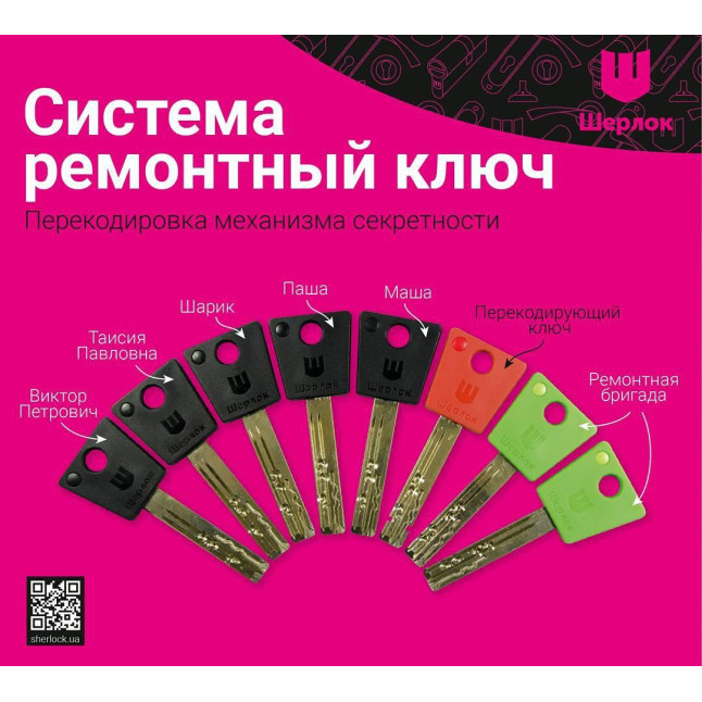 Циліндр Sherlock HK АВС 80 (40x40T) золото ключ-тумблер Циліндр Sherlock HK АВС 80 (40x40T) золото ключ-тумблер