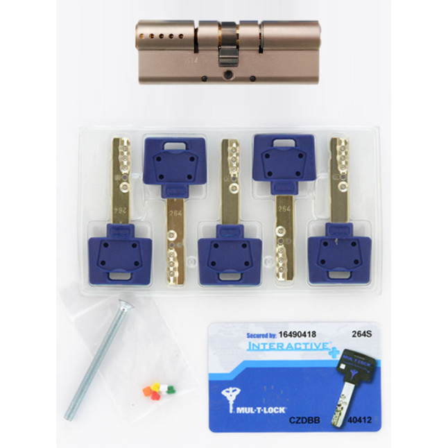 Циліндр Mul-t-lock Interactive + 105 (50x55) ключ-ключ 5KEY нікель сатин Циліндр Mul-t-lock Interactive + 105 (50x55) ключ-ключ 5KEY нікель сатин
