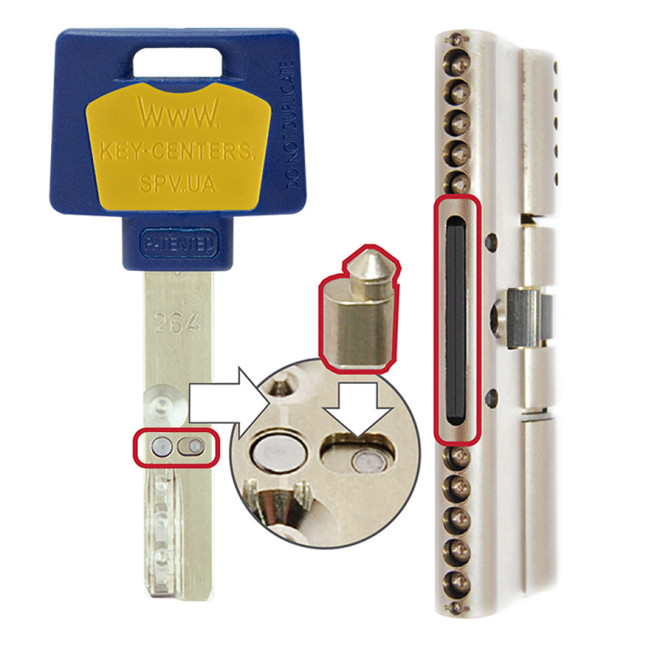 Цилиндр Mul-t-lock Interactive+ 95 (50x45T) ключ-тумблер 5KEY NST никель сатин Цилиндр Mul-t-lock Interactive+ 95 (50x45T) ключ-тумблер 5KEY NST никель сатин