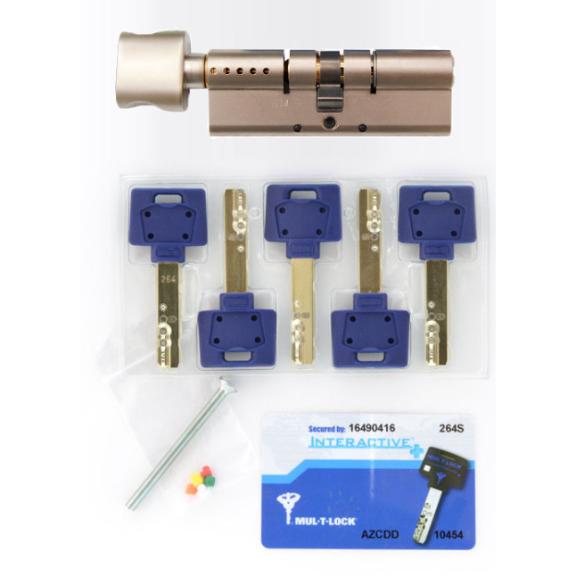 Цилиндр Mul-t-lock Interactive+ 95 (45x50T) ключ-тумблер 5KEY NST никель сатин Цилиндр Mul-t-lock Interactive+ 95 (45x50T) ключ-тумблер 5KEY NST никель сатин