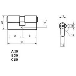 Цилиндр Gerda WKM-4 60 (30x30) ключ-ключ латунь Цилиндр Gerda WKM-4 60 (30x30) ключ-ключ латунь