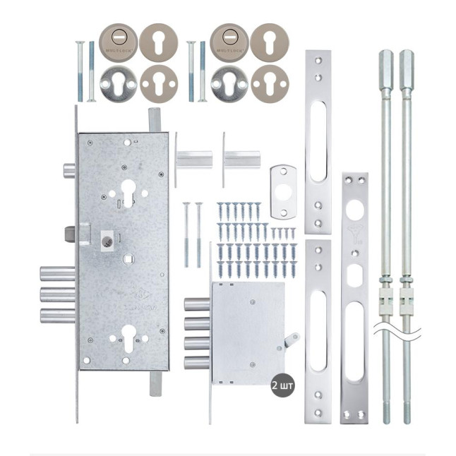Корпус замка Mul-t-lock 415 G (2 протектора нікель)
