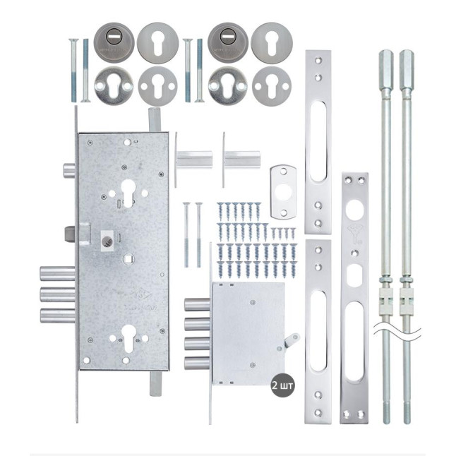 Корпус замка Mul-t-lock 415 G(2 протектора никель матовый)