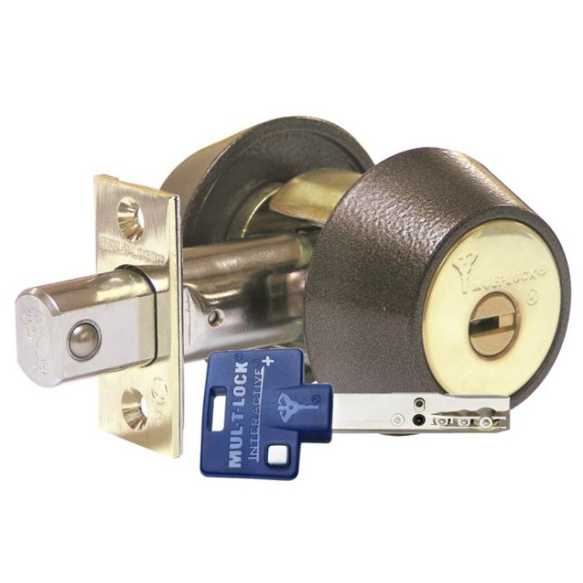 Замок врезной Mul-t-lock Dead bolt Hercular Interactive+ (ключ-тумблер) золото/коричневый Замок врезной Mul-t-lock Dead bolt Hercular Interactive+ (ключ-тумблер) золото/коричневый