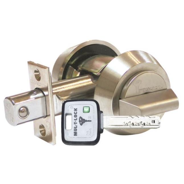 Замок врізний Mul-t-lock Dead bolt Hercular MT5 + (ключ-тумблер) нікель сатин
