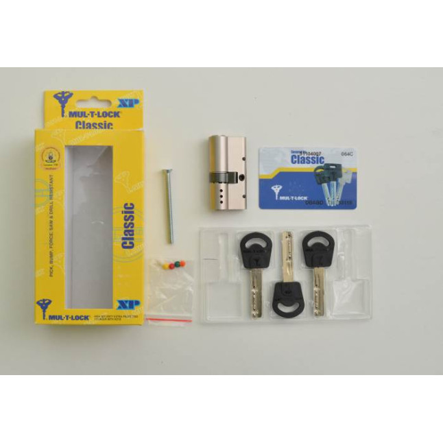 Циліндр Mul-t-lock Classic 76 (33x43) ключ-ключ NST нікель сатин