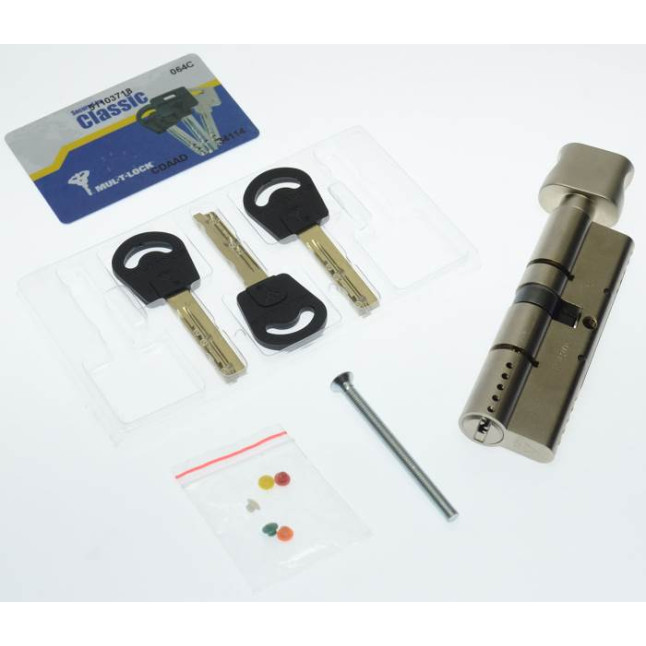Циліндр Mul-t-lock Classic 115 (60x55T) ключ-тумблер NST нікель сатин