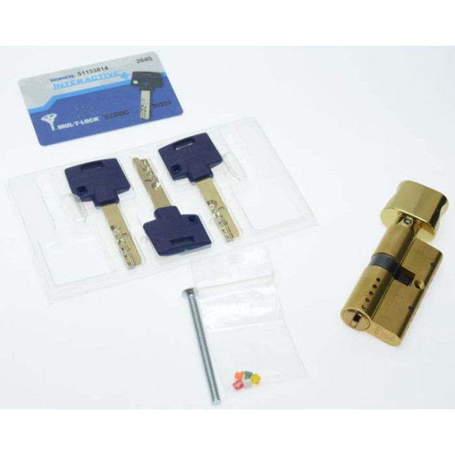 Циліндр Mul-t-lock Interactive +130 (65x65T) ключ-тумблер EB латунь Циліндр Mul-t-lock Interactive +130 (65x65T) ключ-тумблер EB латунь