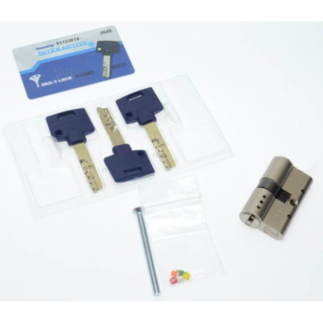 Цилиндр Mul-t-lock Interactive+ 95 (45x50) ключ-ключ никель сатин Цилиндр Mul-t-lock Interactive+ 95 (45x50) ключ-ключ никель сатин