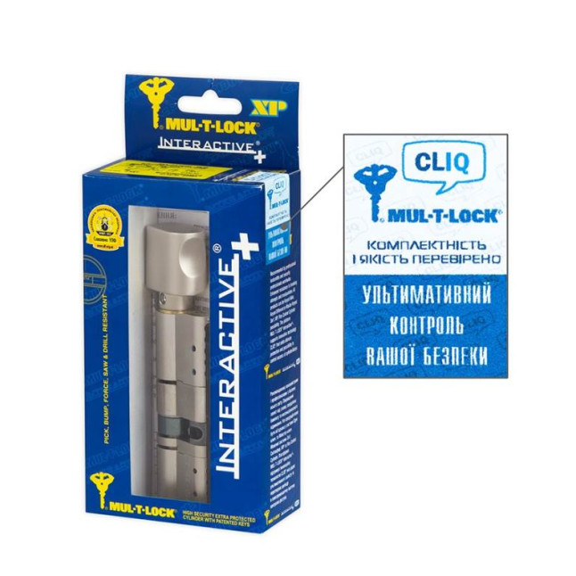 Цилиндр Mul-t-lock Interactive+ Cliq 115 (65x50T) ключ-тумблер NST никель сатин Цилиндр Mul-t-lock Interactive+ Cliq 115 (65x50T) ключ-тумблер NST никель сатин