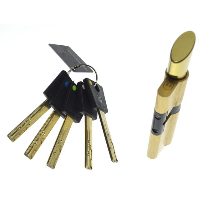 Циліндр Sherlock HK 100 (50x50T) золото ключ-тумблер Циліндр Sherlock HK 100 (50x50T) золото ключ-тумблер