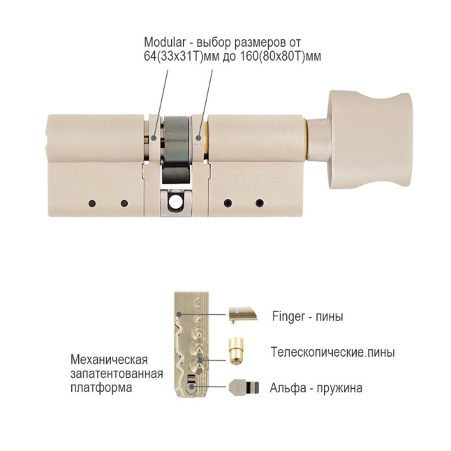 Циліндр Mul-t-lock MT5 + Cliq 90 (45x45T) ключ-тумблер NST