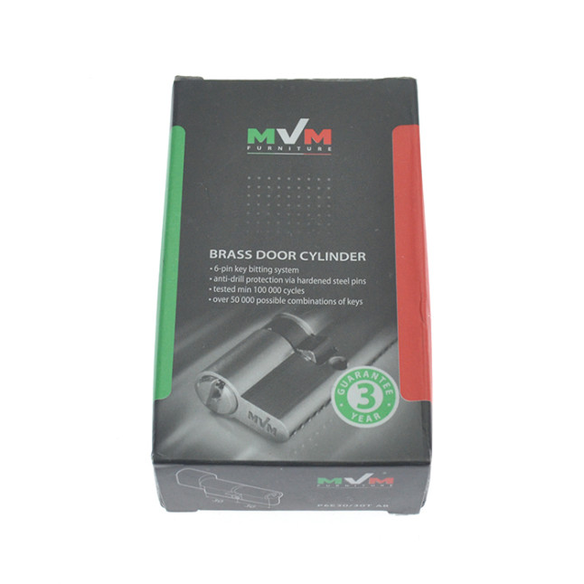 Циліндр MVM P6E 60 (30x30T) ключ-тумблер антична бронза