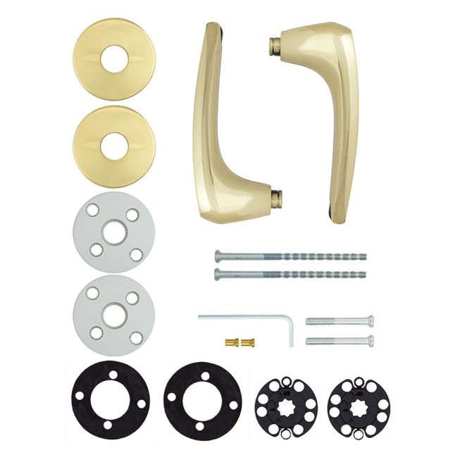 Ручка дверна ABLOY DUETTO 8/002 mov-mov DIN ROUND Латунь_полірована 56-80мм універсальне Duetto MS_KILA Комплект