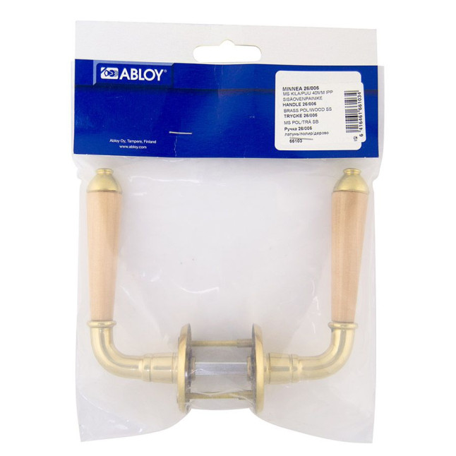 Ручка дверна ABLOY MINNEA 26/006 mov-mov FIN ROUND Латунь_полірована 40мм наскрізь Minnea MS_KILA_WOOD Комплект, дерев'яна вставка Ручка дверна ABLOY MINNEA 26/006 mov-mov FIN ROUND Латунь_полірована 40мм наскрізь Minnea MS_KILA_WOOD Комплект, дерев'яна вставка