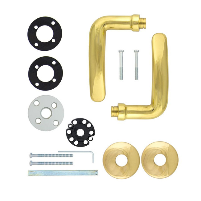 Ручка дверна ABLOY AKATEMIA 133/002 mov-mov DIN ROUND Латунь_полірована 40-60мм універсальне Akatemia MS_KILA Комплект