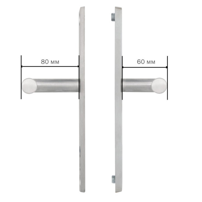 Ручка для дверей ABLOY INOXI 3-19SS/6-8/013 mov-mov PZ PLATE 92мм Нерж.сталь_мат 76-85мм наскрізь Inoxi RST Комплект, одна ручка подовжена