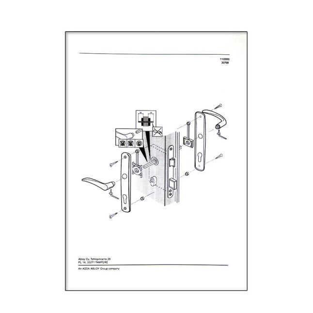 Ручка для дверей ABLOY 18/011 mov-mov A PLATE 72мм Хром_сатин 34-54мм наскрізь ZN_HCR Комплект